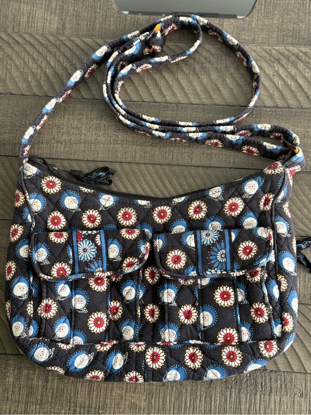 Vera Bradley Night Owl Libby Crossbody Handbag Quilted Fabric